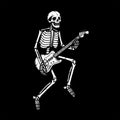 SKELETON WITH ELECTRIC GUITAR WHITE BLACK Royalty Free Stock Photo