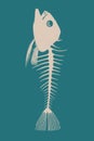 Skeleton fish on a blue background