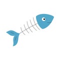 The skeleton of a fish. A simple flat vector illustration isolated on a white background. Royalty Free Stock Photo