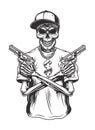 Skeleton gangster with guns