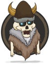 Skeleton Ghost Disguised as a Barbarian with Horned Helmet, Vector Illustration