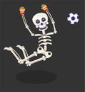 Day of Dead, skeleton football player, gloves and ball Royalty Free Stock Photo