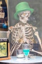 Skeleton in a green hat Royalty Free Stock Photo