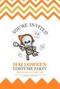 Skeleton halloween invitation card for costume night party cute