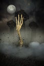 Skeleton hand bursting from the grave Royalty Free Stock Photo