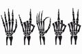 Skeleton hand gestures set. Collection of hand-drawn bones signs. Vector. Royalty Free Stock Photo