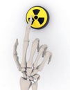 Skeleton hand and nuclear button alert Royalty Free Stock Photo