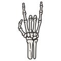 Skeleton hand rock sign for halloween design. Hand bones gesture, vector graphic element for tattoo Royalty Free Stock Photo