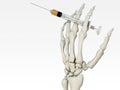 Skeleton hand with syringe Royalty Free Stock Photo