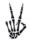 Skeleton hand victory sign