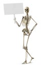 Skeleton holding sign