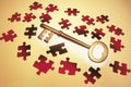 Skeleton Key and Puzzle Pieces Royalty Free Stock Photo