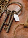 Skeleton keys, old keys for sale in antique shop