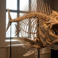 Skeleton of a large fish displayed in a museum bones Royalty Free Stock Photo