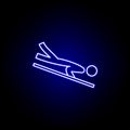 skeleton line icon in neon style. Element of winter sport illustration. Signs and symbols icon can be used for web, logo, mobile