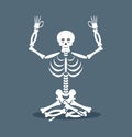 Skeleton meditating. Dead yoga. Status of nirvana Royalty Free Stock Photo