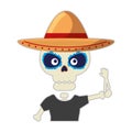 Skeleton mexican with hat