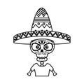Skeleton mexican with hat