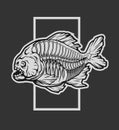 Skeleton piranha and a geometric element. Royalty Free Stock Photo