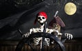 Skeleton Pirate and Cat Royalty Free Stock Photo