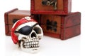 Skeleton pirate with treasure chest