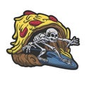 Skeleton pizza surf cartoon