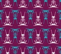Skeleton Rabbit cartoon pattern seamless. Skull hare background