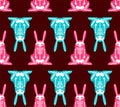 Skeleton Rabbit cartoon pattern seamless. Skull hare background