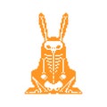 Skeleton Rabbit pixel art. 8 bit Skull hare. pixelated Vector illustration