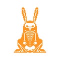 Skeleton Rabbit pixel art. 8 bit Skull hare. pixelated Vector illustration Royalty Free Stock Photo