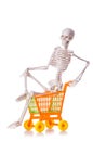 Skeleton with shopping cart trolley