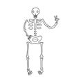 Skeleton shows a peace sign. Halloween Party Greetings