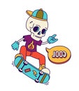 Skeleton skater with board vector