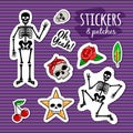 Skeleton and skull colorful stickers