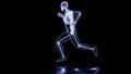 skeleton system of running man, bone Anatomy while run, human physical and sport, joggers, running man, Royalty Free Stock Photo