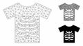 Skeleton T-Shirt Vector Mesh Carcass Model and Triangle Mosaic Icon