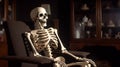 Skeleton& x27;s watching a movie. AI Generated Royalty Free Stock Photo