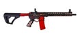 Skeletonized AR15 rifle in black and red. Royalty Free Stock Photo