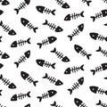 Skeletons of fishes, Fish bones seamless pattern