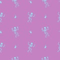 SKELETONS WITH COCKTAILS PARTY SEAMLESS PATTERN PINK