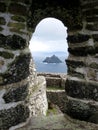 View of the Little Skellig from the remains of the Skellig Michael monastery on Skellig Michael, Ireland