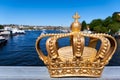 Skeppsholmsbron - Skeppsholm Bridge With Its Famous Golden Crown. Stockholm Sweden Royalty Free Stock Photo