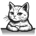 Skeptical cat sketch vector illustration