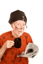 Skeptical New Age Man with Cioffee Royalty Free Stock Photo