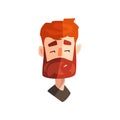 Skeptical redhead bearded man, male emotional face, avatar with facial expression vector Illustration on a white Royalty Free Stock Photo