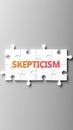 Skepticism complex like a puzzle - pictured as word skepticism on a puzzle pieces Royalty Free Stock Photo