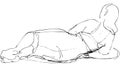 Sketch of adult woman loafing