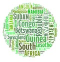 African countries in words cloud