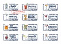 Sketch Alcohol Drinks Labels Set Royalty Free Stock Photo