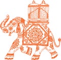 Sketch of Ambari or howdah mounted on the leading elephant during the Jamboo Savari/Elephant Procession of the famous Mysore